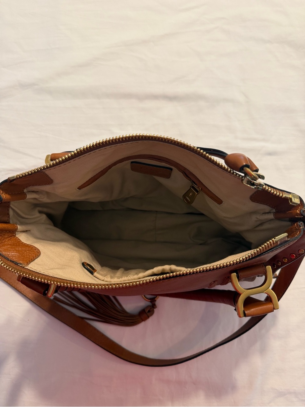 Chloé Tan Leather Marcie Studded Satchel - Picture 3 of 6